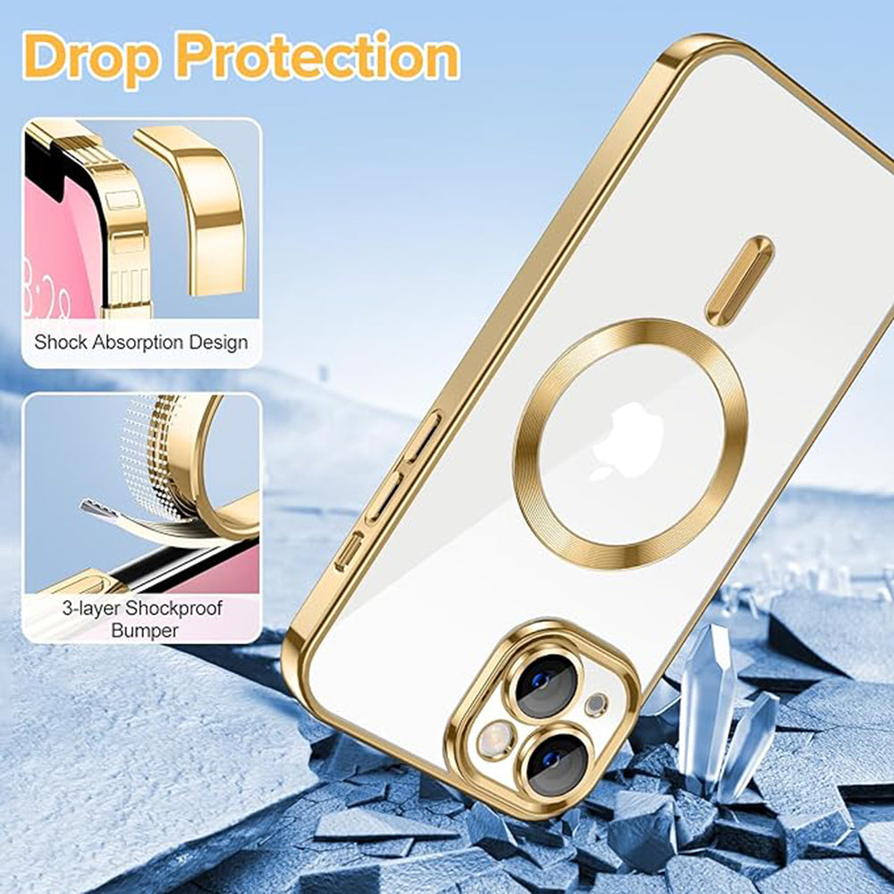 MagSafe Case for Apple iPhone 13, Techsuit, Luxury Crystal, Gold
