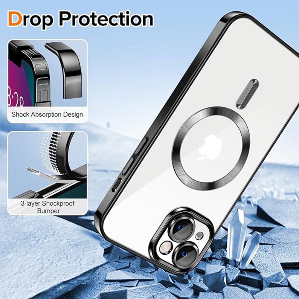 MagSafe Case for Apple iPhone 13, Techsuit, Luxury Crystal, Black