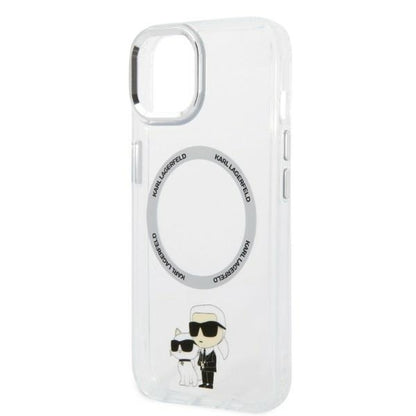 MagSafe Case for Apple iPhone 14 Plus, Karl Lagerfeld, Ikonik Karl & Choupette, Transparent
