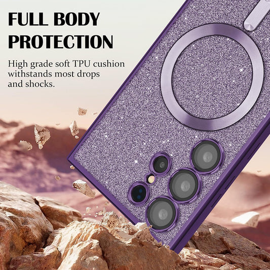 MagSafe Case for Apple iPhone 14 Plus, Techsuit, Luxury Glitter, Dark Green