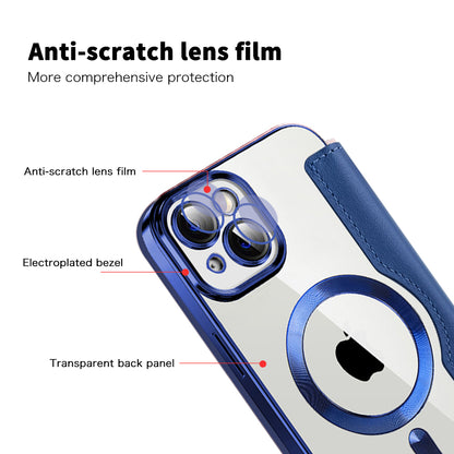 MagSafe Case for Apple iPhone 14 Plus, Techsuit, SmartMag Book, Blue