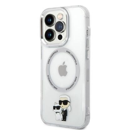 MagSafe Case for Apple iPhone 14 Pro, Karl Lagerfeld, Ikonik Karl & Choupette, Transparent