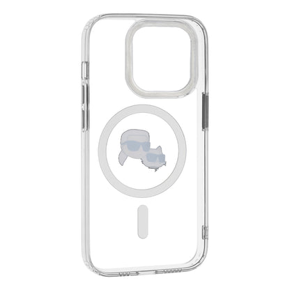 MagSafe Case for Apple iPhone 14 Pro, Karl Lagerfeld, IML Metal Karl & Choupette's Heads, White