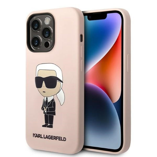 MagSafe Case for Apple iPhone 14 Pro, Karl Lagerfeld, Ikonik Karl Silicone, Pink