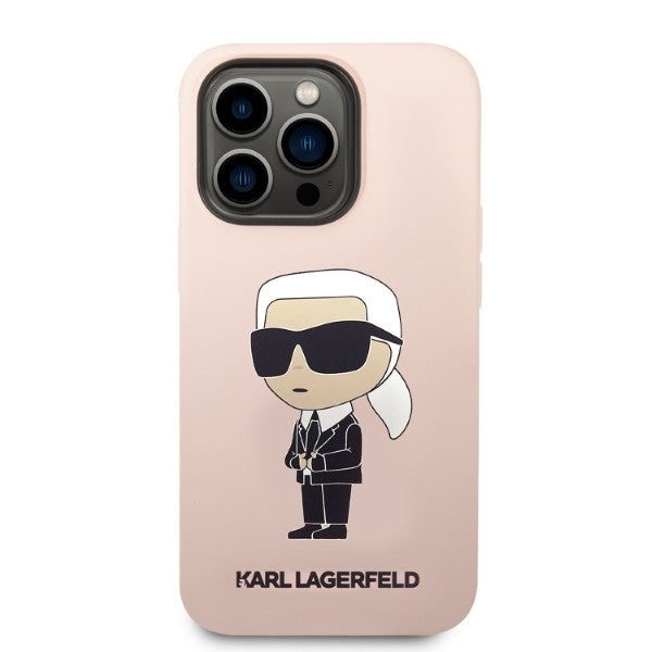 MagSafe Case for Apple iPhone 14 Pro, Karl Lagerfeld, Ikonik Karl Silicone, Pink