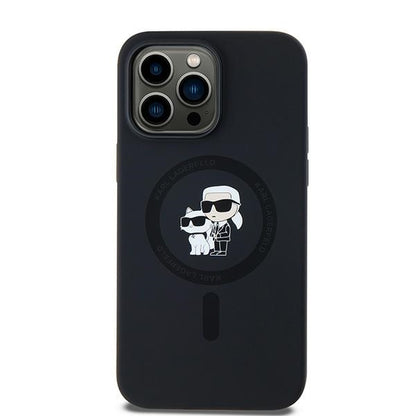 MagSafe Case for Apple iPhone 14 Pro Max, Karl Lagerfeld, Karl & Choupette Silicone, Black