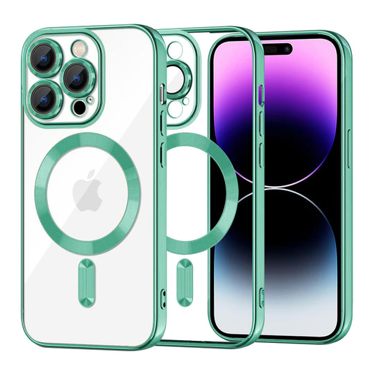 MagSafe Case for Apple iPhone 14 Pro Max, Techsuit, Luxury Crystal, Light Green