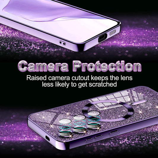 MagSafe Case for Apple iPhone 14 Pro Max, Techsuit, Luxury Glitter, Dark Blue