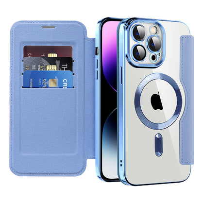 MagSafe Case for Apple iPhone 14 Pro Max, Techsuit, SmartMag Book, Blue