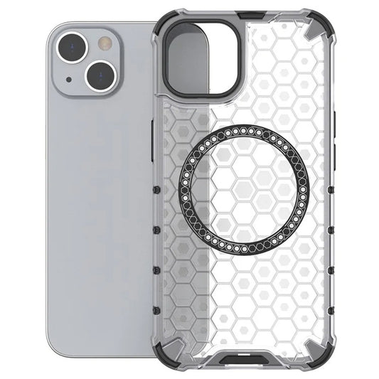 MagSafe Case for Apple iPhone 14, Techsuit, HoneyComb Shield, White