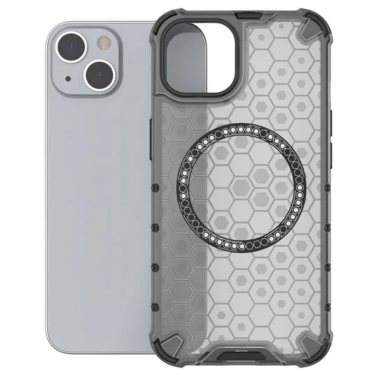 MagSafe Case for Apple iPhone 14, Techsuit, HoneyComb Shield, Black