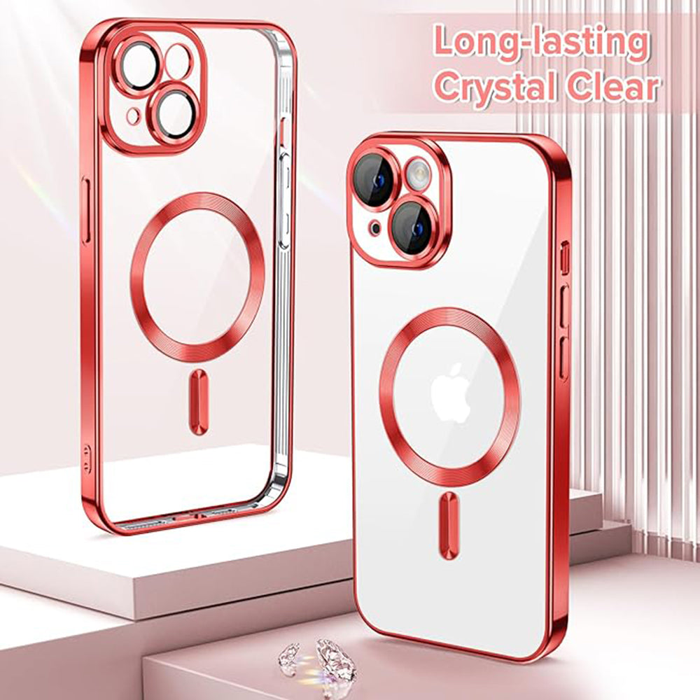 MagSafe Case for Apple iPhone 14, Techsuit, Luxury Crystal, Red