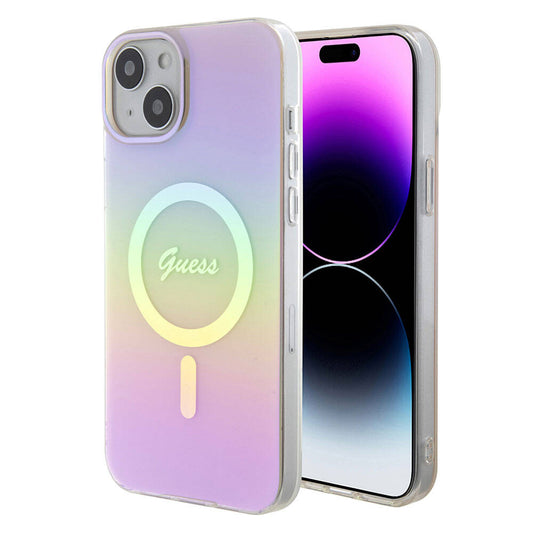 MagSafe Case for Apple iPhone 15, Guess, IML Iridescent Script, Pink GUHMP15SHITSP
