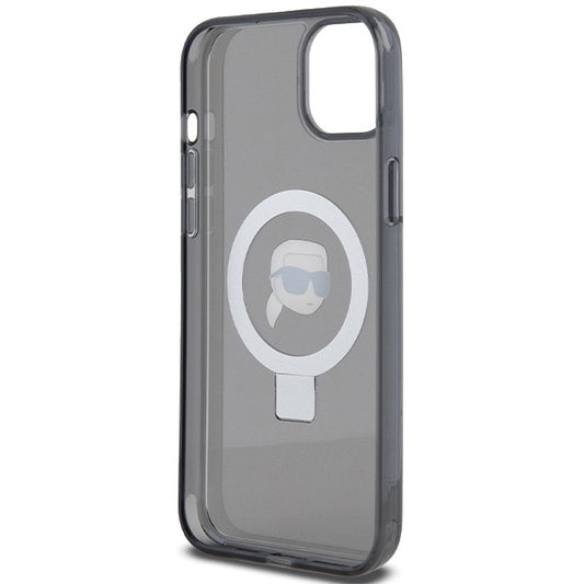 MagSafe Case for Apple iPhone 15, Karl Lagerfeld, Ring Stand Karl's Head, Black