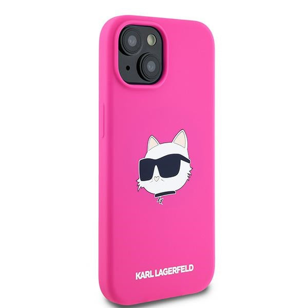 MagSafe Case for Apple iPhone 15, Karl Lagerfeld, Silicone Choupette's Head, Fuchsia