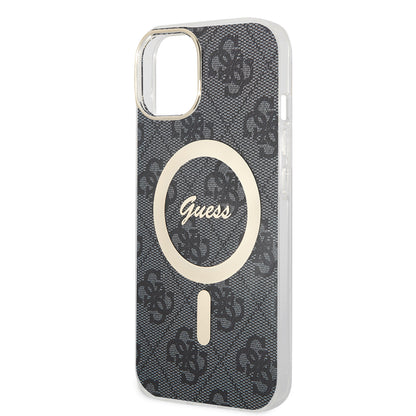 MagSafe Case for Apple iPhone 15 Plus, Guess, IML 4G, Black