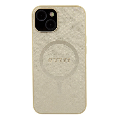 MagSafe Case for Apple iPhone 15 Plus, Guess, Saffiano, Gold