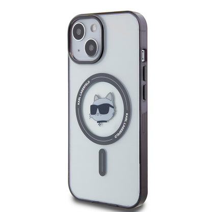 MagSafe Case for Apple iPhone 15 Plus, Karl Lagerfeld, IML Choupette's Head, Transparent