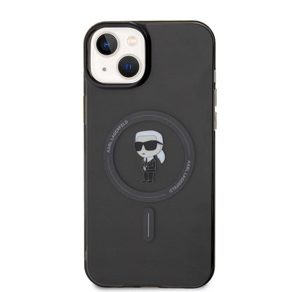 MagSafe Case for Apple iPhone 15 Plus, Karl Lagerfeld, IML Ikonik Karl, Black