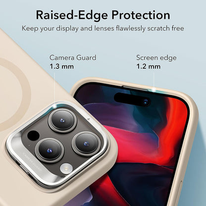 MagSafe Case for Apple iPhone 15 Pro, ESR, Cloud Soft Kickstand, Cream