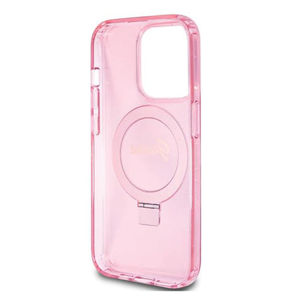MagSafe Case for Apple iPhone 15 Pro, Guess, IML Ring Stand Glitter, Pink