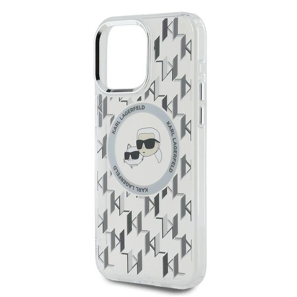 MagSafe Case for Apple iPhone 15 Pro, Karl Lagerfeld, IML Monogram Karl & Choupette's Heads, Transparent