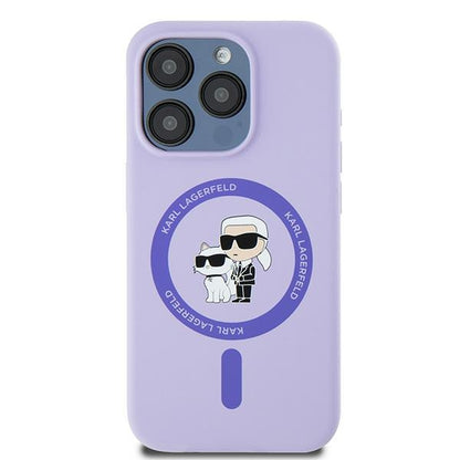MagSafe Case for Apple iPhone 15 Pro, Karl Lagerfeld, Silicone Ring Karl & Choupette, Purple