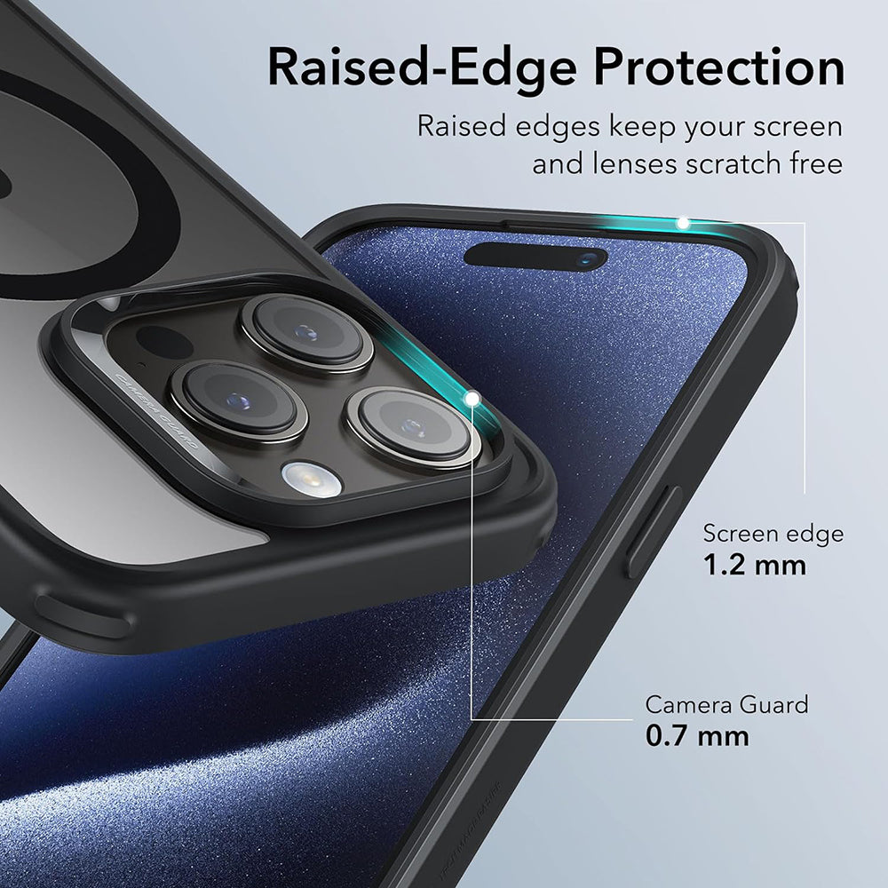 MagSafe Case for Apple iPhone 15 Pro Max, ESR, Classic Hybrid, Black Transparent