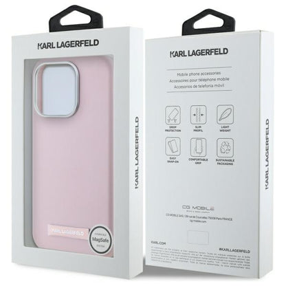 MagSafe Case for Apple iPhone 15 Pro Max, Karl Lagerfeld, FW Metal Plate, Pink