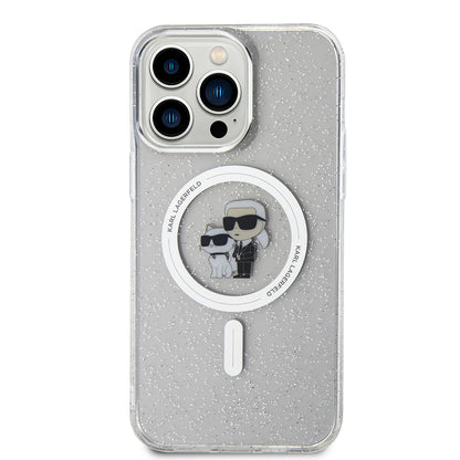 MagSafe Case for Apple iPhone 15 Pro Max, Karl Lagerfeld, Glitter, Transparent
