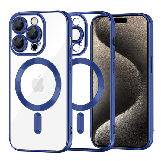 MagSafe Case for Apple iPhone 15 Pro Max, Techsuit, Luxury Crystal, Dark Blue