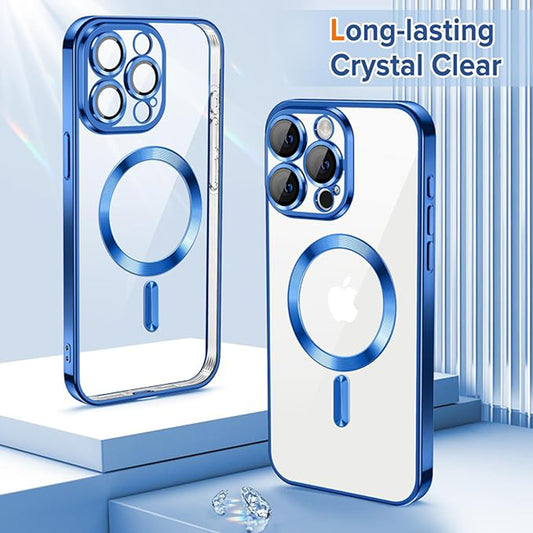 MagSafe Case for Apple iPhone 15 Pro Max, Techsuit, Luxury Crystal, Dark Blue