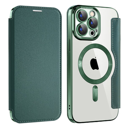 MagSafe Case for Apple iPhone 15 Pro Max, Techsuit, SmartMag Book, Green