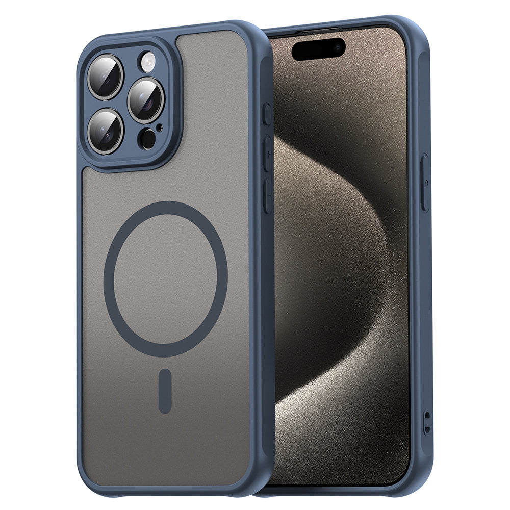 MagSafe Case for Apple iPhone 15 Pro, Techsuit, HaloFrost II, Navy Blue
