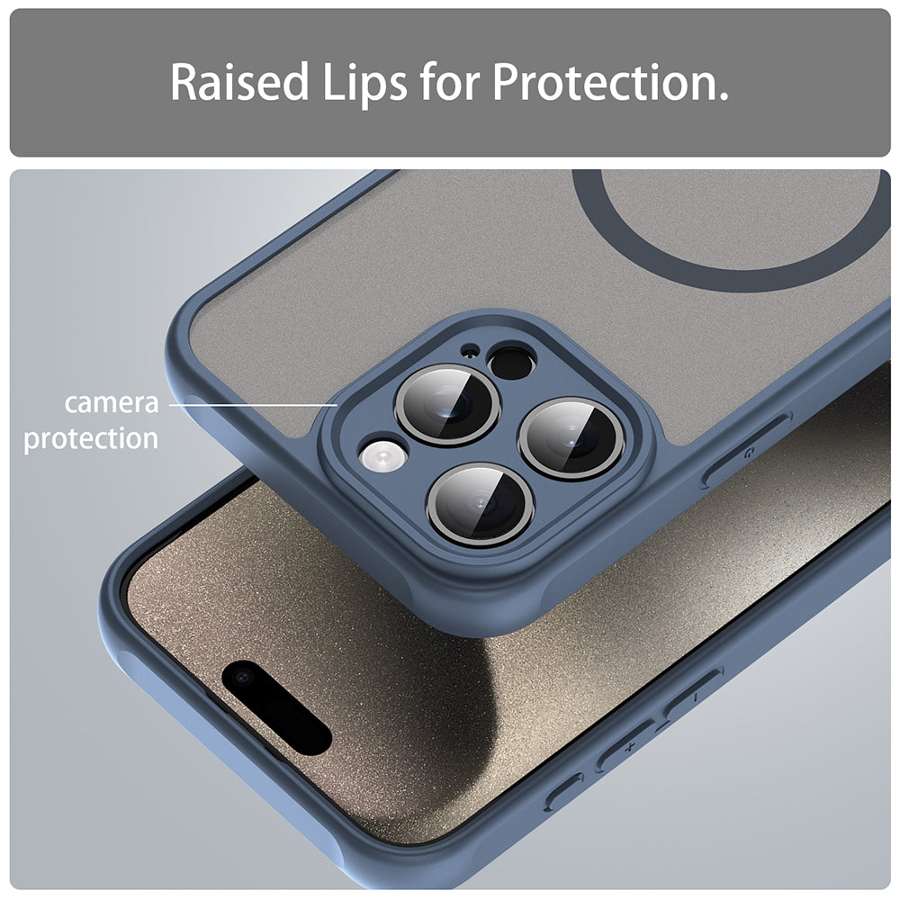MagSafe Case for Apple iPhone 15 Pro, Techsuit, HaloFrost II, Navy Blue