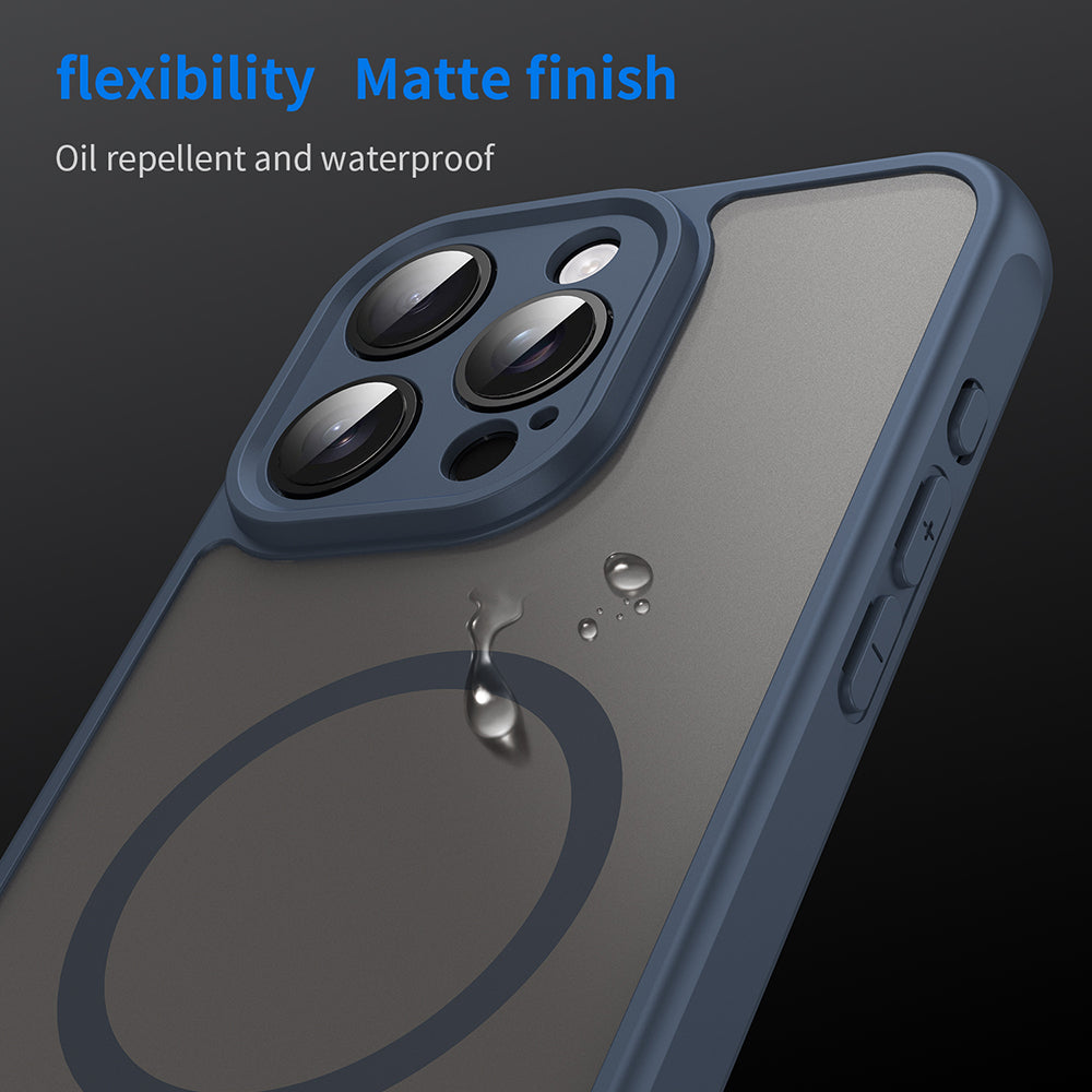 MagSafe Case for Apple iPhone 15 Pro, Techsuit, HaloFrost II, Navy Blue