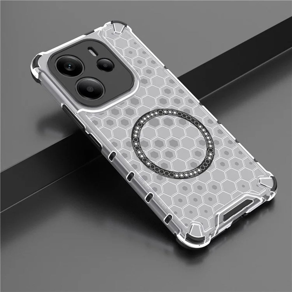 MagSafe Case for Apple iPhone 15 Pro, Techsuit, HoneyComb Shield, White