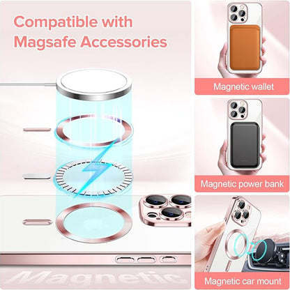 MagSafe Case for Apple iPhone 15 Pro, Techsuit, Luxury Crystal, Pink