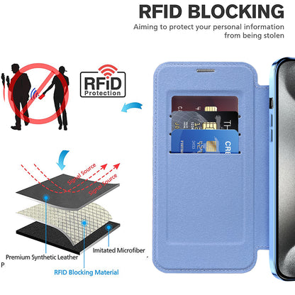 MagSafe Case for Apple iPhone 15 Pro, Techsuit, SmartMag Book, Blue
