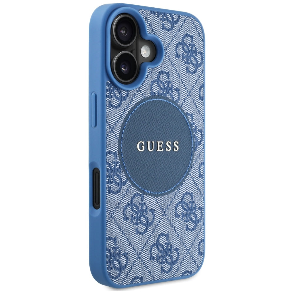 MagSafe Case for Apple iPhone 16, Guess, 4G Circle Classic Logo, Blue