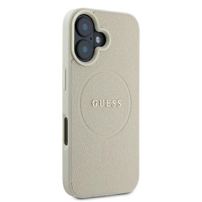 MagSafe Case for Apple iPhone 16, Guess, Grained Gold Ring, Beige