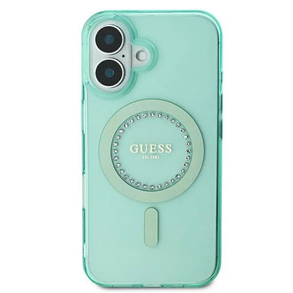 MagSafe Case for Apple iPhone 16, Guess, IML Rhinestone, Green