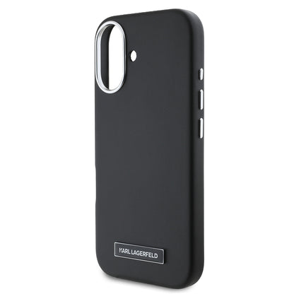 MagSafe Case for Apple iPhone 16, Karl Lagerfeld, FW Metal Plate, Black