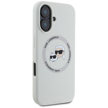 MagSafe Case for Apple iPhone 16, Karl Lagerfeld, Silicone Karl & Choupette's Heads, Beige