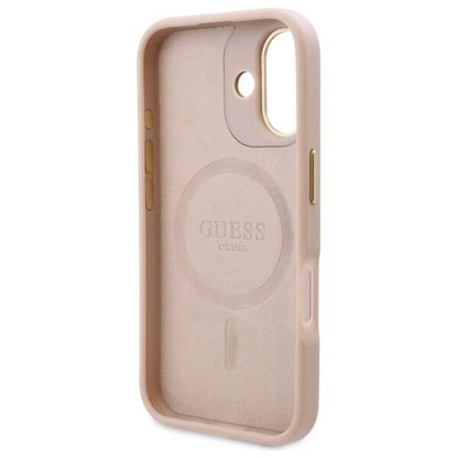 MagSafe Case for Apple iPhone 16 Plus, Guess, 4G Logo Plate, Pink