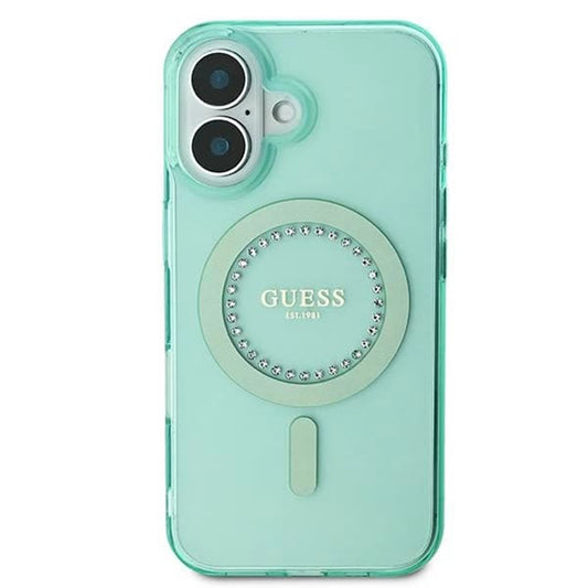 MagSafe Case for Apple iPhone 16 Plus, Guess, IML Rhinestone, Green