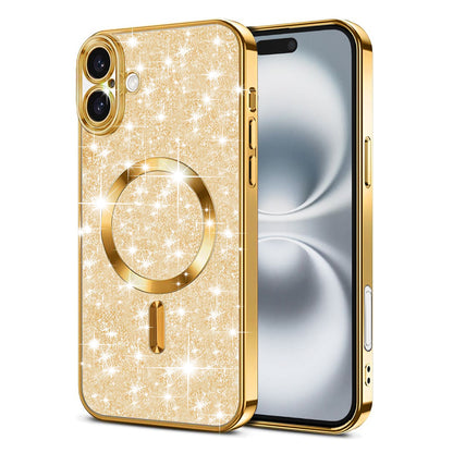 MagSafe Case for Apple iPhone 16 Plus, Techsuit, Luxury Glitter, Gold