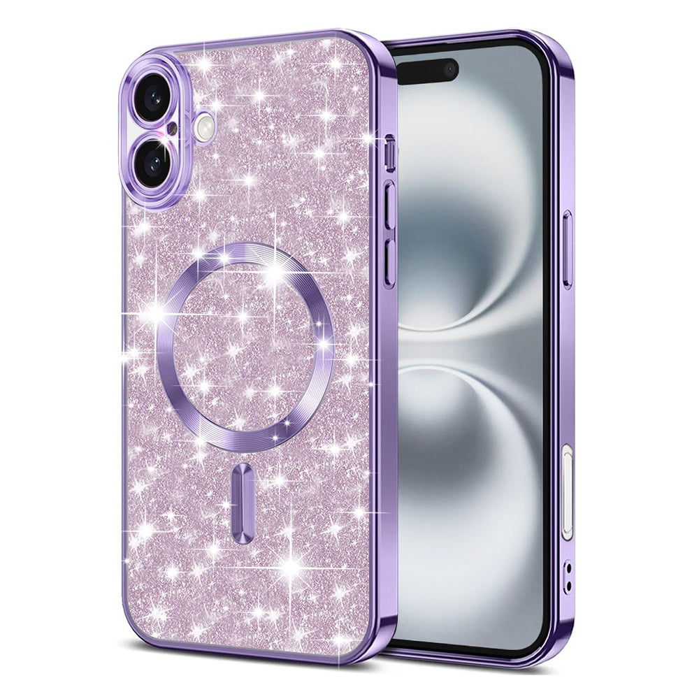 MagSafe Case for Apple iPhone 16 Plus, Techsuit, Luxury Glitter, Light Purple