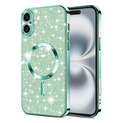 MagSafe Case for Apple iPhone 16 Plus, Techsuit, Luxury Glitter, Light Green