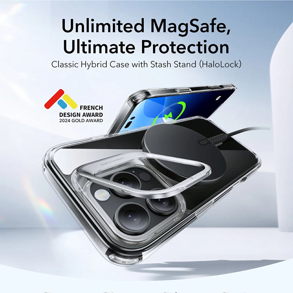 MagSafe Case for Apple iPhone 16 Pro, ESR, Classic Hybrid Kickstand, Satin Black